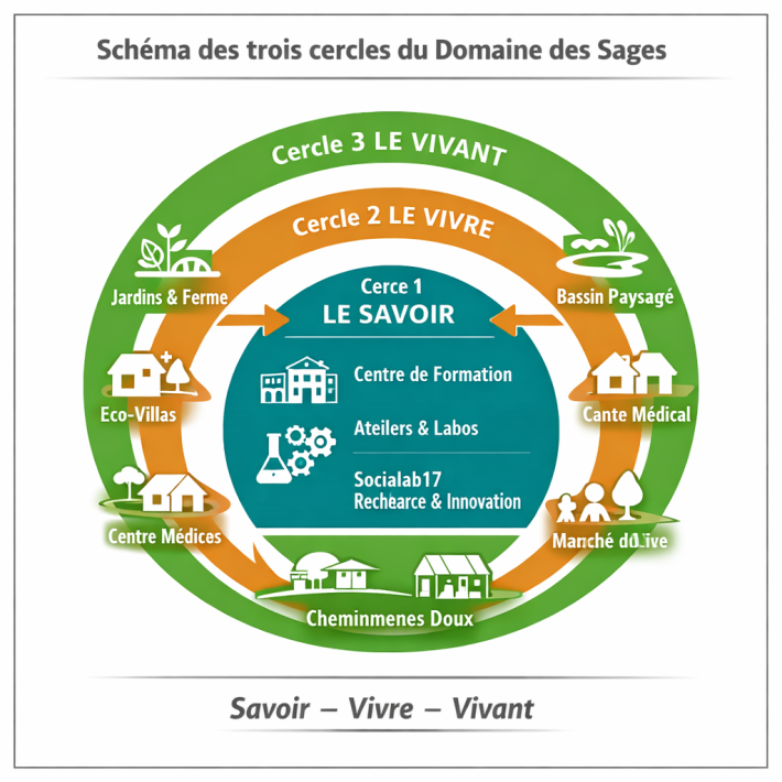 Trois cercles fonctionnels : Savoir – Vivre – Vivant